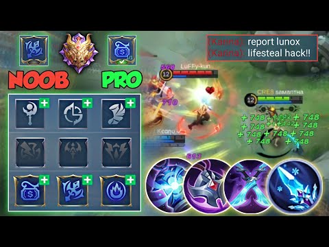 LUNOX FULL LIFESTEAL BUILD + BEST EMBLEM SET 2023!🔥 |  LUNOX BEST BUILD 2023 | LUNOX TUTORIAL