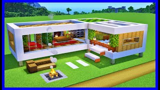 木とコンクリートを使ったモダンハウス建築！内装もオシャレに作り方は簡単！【建築紹介・チュートリアル】サバイバルマイクラバニラゆっくり実況 1.19　Minecraft​　ソラクラ