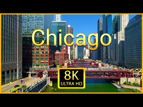 Chicago 8K ULTRA HD - Scenic Drone Relaxation Video With Calming Piano Music