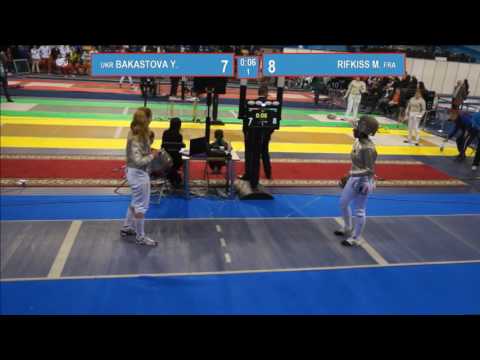 T16. RIFKISS Margaux (FRA) - BAKASTOVA Yuliia (UKR). Sabre women.