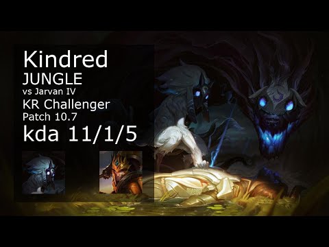Kindred Jungle vs Jarvan IV - KR Challenger 11/1/5 Patch 10.7 Gameplay // [롤] 킨드레드 vs 자르반 4세 정글