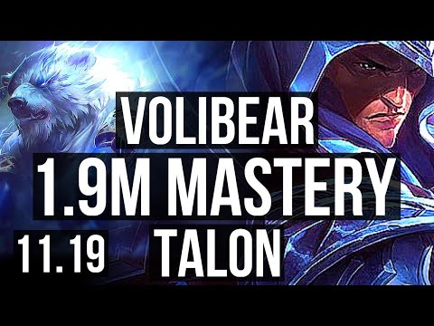 VOLIBEAR vs TALON (JUNGLE) | 1.9M mastery, 600+ games, 8/4/12 | NA Master | v11.19