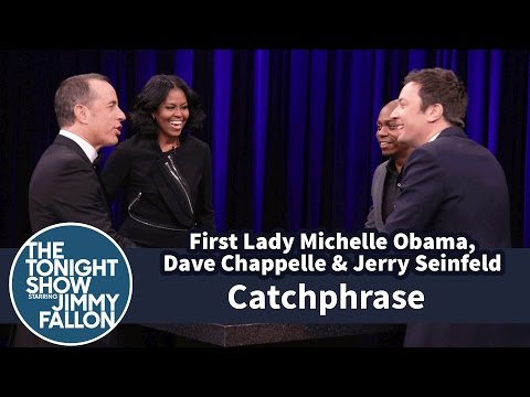 , title : 'Catchphrase with First Lady Michelle Obama, Dave Chappelle and Jerry Seinfeld'