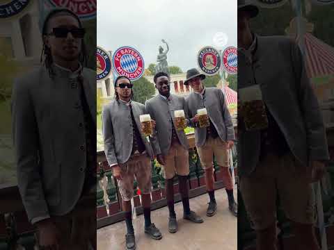 MICHAEL OLISE JAMAL MUSIALA AND ALPHONSO DAVIES ARE DRINKING A BEER ON OCTOBERFEST #football #soccer