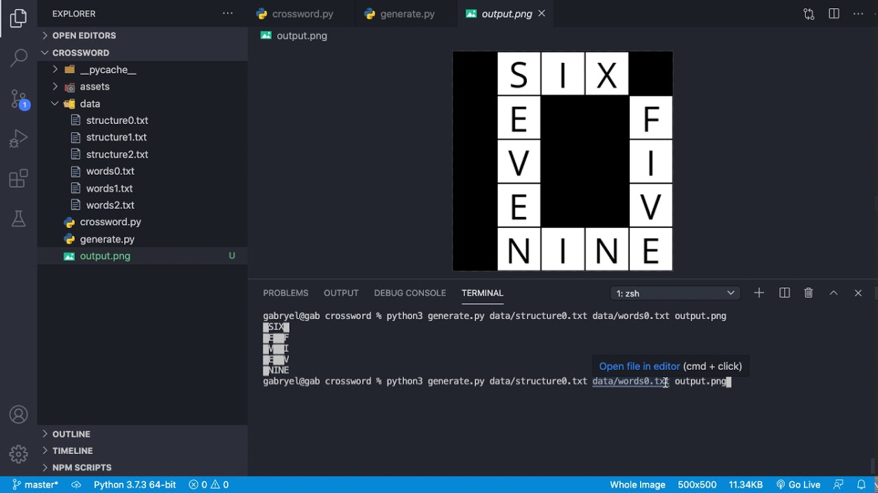 AI Python - Crossword (Constraint Satisfaction Problem)