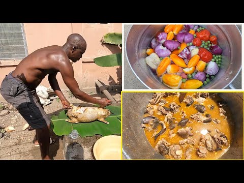 A pot full of Traditional local food !! How to prepare GOAT LIGHT SOUP in Ghana West Africa.