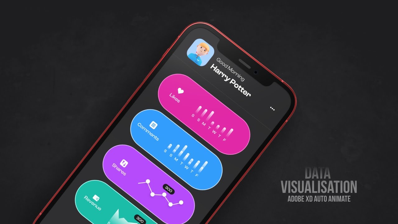 Data Visualization charts animation using Adobexd