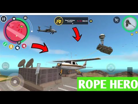 Rope Hero Vice Town (naxeex airplane flyarmy jeep on military base) army base -Android Gameplay HD