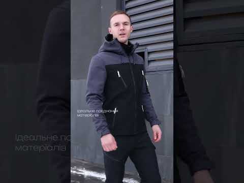 Куртка мужская SoftShell черно-серая - фото 4 - id-p1809630221