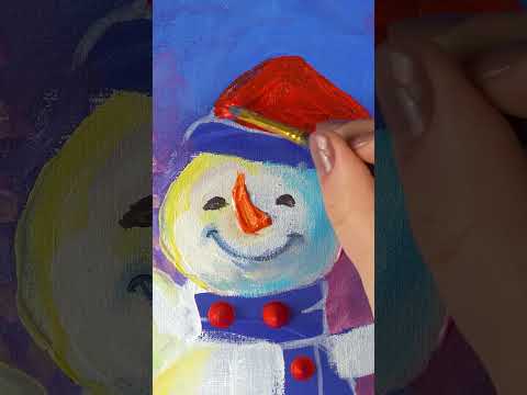 Learn How to Paint CUTEST SNOWMAN #2 with Acrylic   Paint & Sip at Home   Fun Step by Step Tutorial