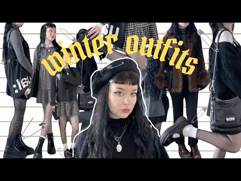 outfits I wore this winter (autumn outfit inspo) 🥀 grunge, thrifted, 90s fashion