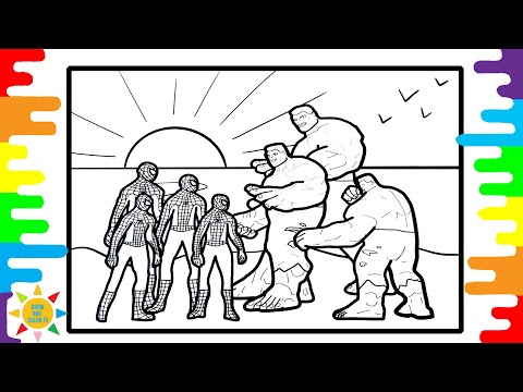 Spider-Man VS Hulk Coloring | Fighting Spider-Man With a Hulk On The Beach Coloring|JPB-All StopsNow