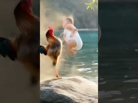 Baby vs Rooster FIGHT! Who Will Win? 😂🐔👶