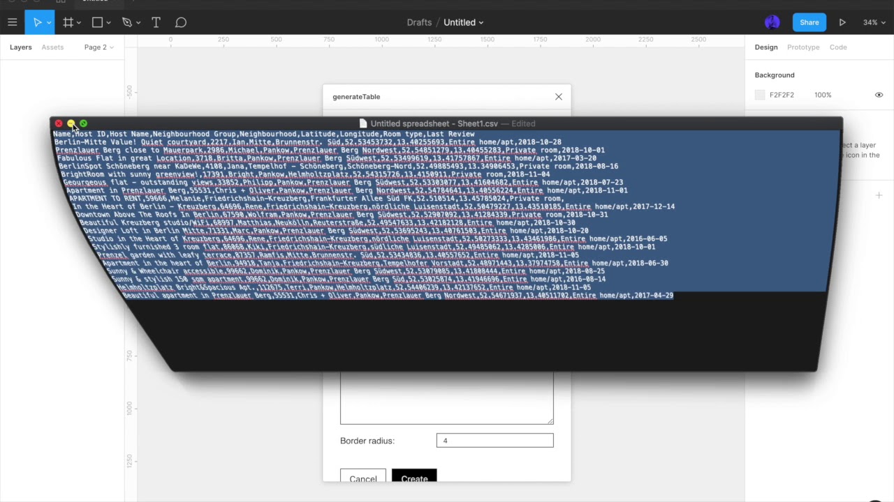 Figma plugin to generate table from CSV