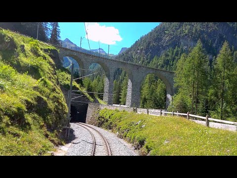 ★ 4K 🇨🇭Chur - Albulabahn - St. Moritz summer cab ride, Switzerland [07.2020]