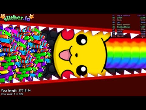 Slither.io A.I RAINBOW PIKACHU vs TINY Pro Snakes - Epic Skin Slitherio Vip Gameplay - WORLD RECORDS