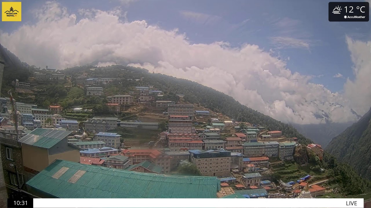 Live webcam view of Namche Bazaar & Himalayan Peaks