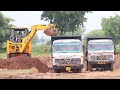 JCB 3dx Backhoe Fully Loading Mud in Tata 2518 Ex Truck and Tata Dump Truck