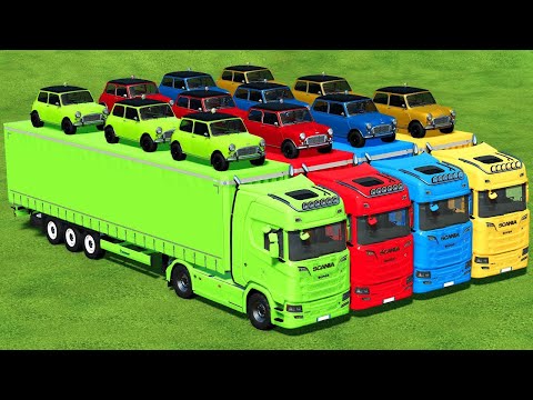 TRANSPORTING MINI COOPER CARS WIT SCANIA TRUCK - Farming Simulator 22