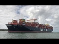 Schip MSC Gülsün komt aan op Tweede Maasvlakte