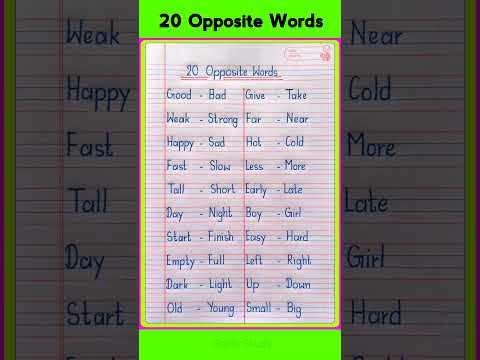 20 Opposite words | Opposite Words in English | Opposite words | #shorts #oppositewords #english