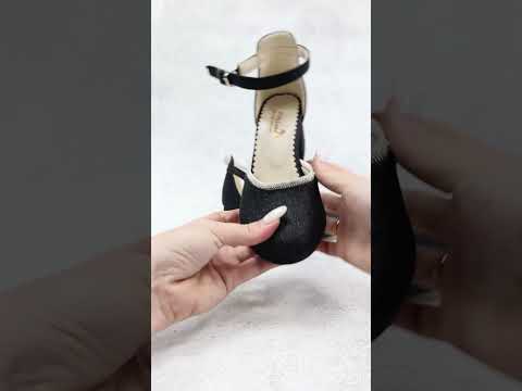 Туфли для девочки на лепучке черные нарядные на каблуке Размеры 31-36 - фото 1 - id-p2906562158