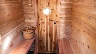 Sauna Trailer Step 40: Design + Install Redwood Benches