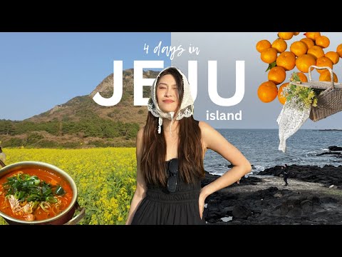 4 days in JEJU 🍊.☘︎ ݁ | KBBQ, black pork, tangerine cafe, udo, bakery, flower field, seafood, hiking