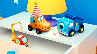 Festa de aniversário dos carrinhos Mocas! Desenhos animados em português. Desenho animado infantil