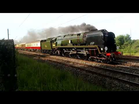 Braunton 34046 passing Bamfurlong, Wigan 18/05/2022.