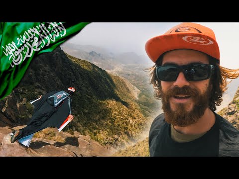 Professional Wingsuit BASE jumper discover Saudi Arabia