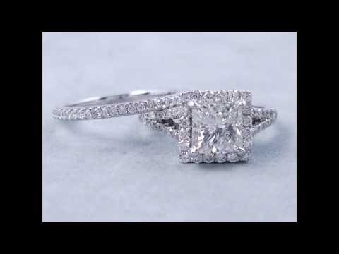 2.15 ctw Princess Cut Diamond Engagement Ring and Wedding Ring Set