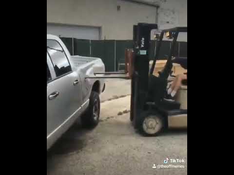 Son drive's into and puts holes in Dad's truck!!