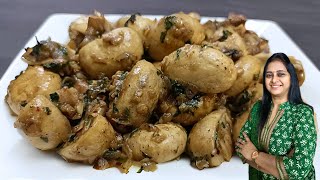 DELICIOUS Butter Garlic Mushroom Recipe 😋 😋 | How to Make Butter Garlic Mushrooms | Radhika Recipes