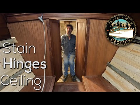 Ep 350 - Stain, Hinges, Ceiling - Living Aboard a Wooden Boat - Travels With Geordie