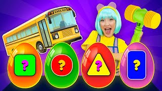 The Wheels on The Bus Song | Surprise Eggs | Tigi Boo  Nursery Rhymes &amp; Kids Songs