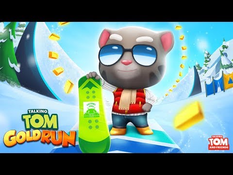 Talking Tom Gold Run Android Gameplay - Frosty Tom in Snowboard Race