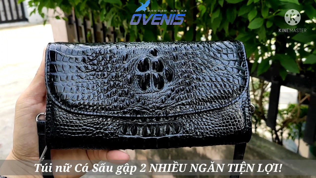 Túi nữ nhỏ gọn DA CÁ SẤU GẬP 2 NHIỀU NGĂN!