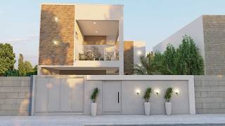 Sobrado Moderno em L com Piscina e Sacada | 3 Quartos | Terreno 10x16m | P170.2