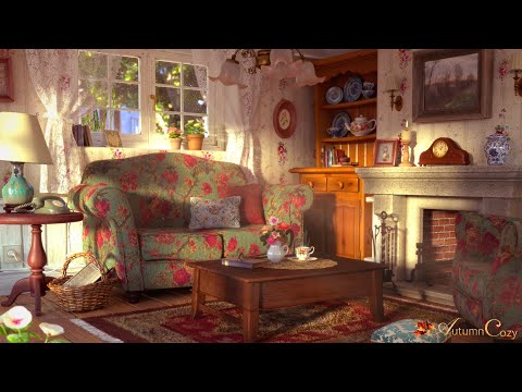 COZY VINTAGE LIVING ROOM AMBIENCE: Sunshower, Sketching Sounds, Rain Sounds, Thunder Sounds, Candle