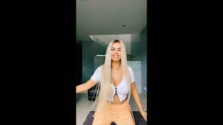 Sexy girl with big boobs tits dancing