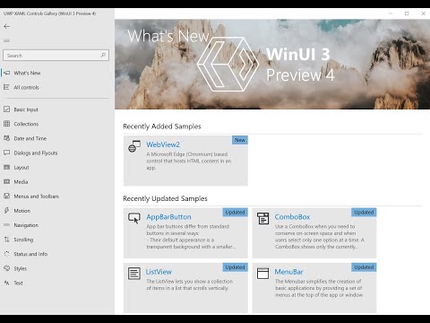 WINUI 3.0 Part 2 :-    Controls All Examples in Controls Gallery. UWP XAML Whats New(github)
