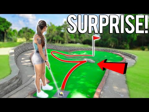 Elisha Gets An EPIC SURPRISE Mini Golf Hole In One!