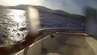 preview picture of video 'Quicksilver 555 Active Open strong wind and big waves by GoPro storm'