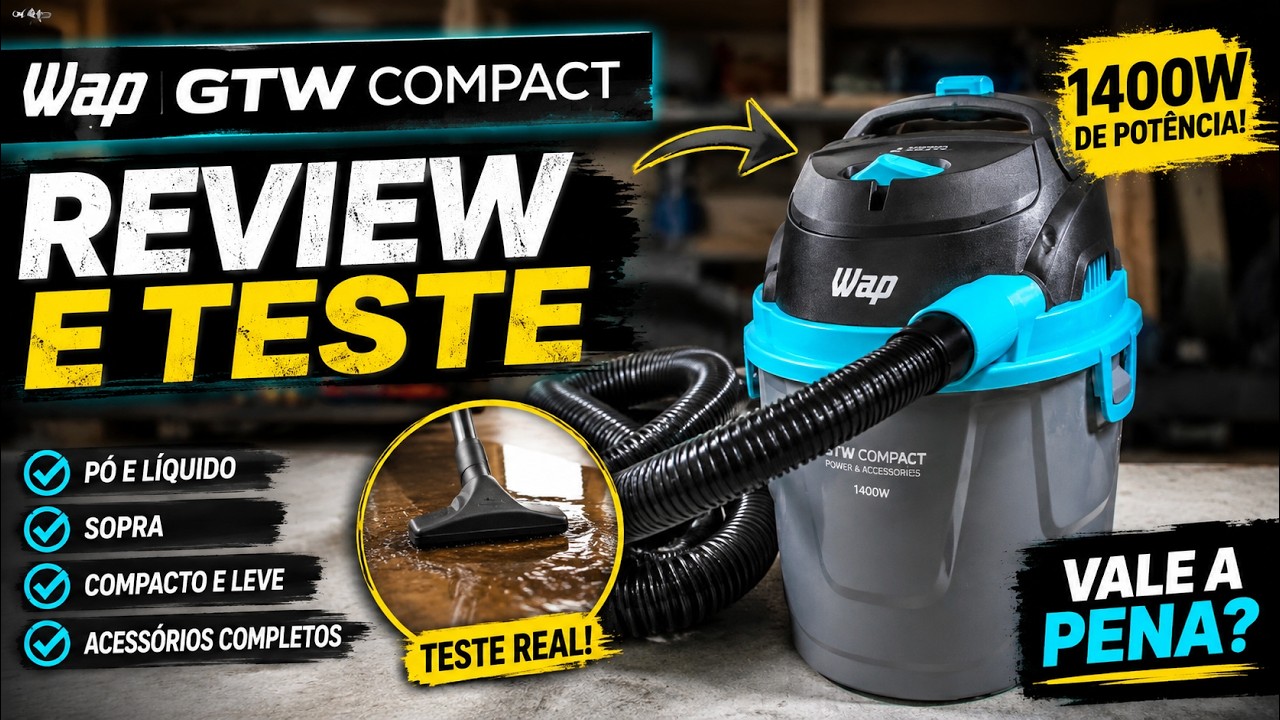 Miniatura da avaliação em vídeo de Aspirador de Pó WAP CYCLONE MAX 1500W Bagless Compacto