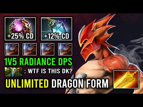 WTF 1v5 Unlimited Dragon Form OC + Spell Prism 1 Man Army Radiance Dragon Knight Dota 2