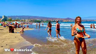 Gran Canaria Playa del Ingles Ahşap Kaldırım + Plaj | Kanaryalar