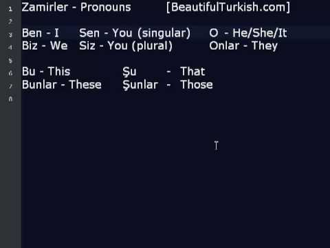 Basic Turkish Pronouns