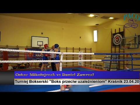 Turniej Bokserski Boks przeciw uzależnieniom Kraśnik 23 04 2016 54 kg Oskar Mikołajczak vs Daniel Za