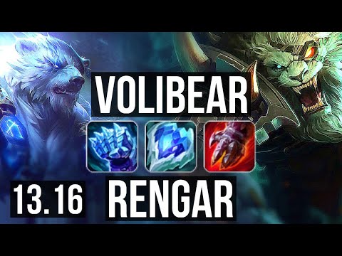 VOLIBEAR vs RENGAR (TOP) | 15/2/8, Legendary, 300+ games | NA Master | 13.16